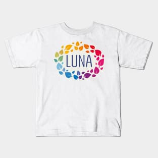 Luna name with colorful leaves Kids T-Shirt